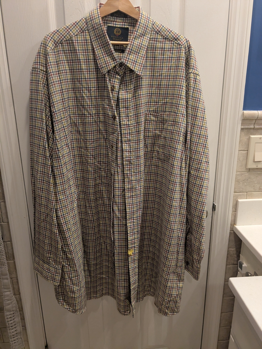 Viyella Men's 3XLT Plaid Button-Up Long Sleeve Shirt